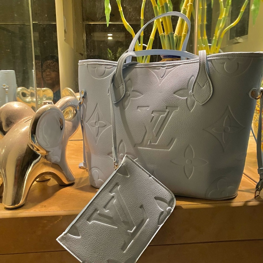 🔥 COPY Louis Vuitton Baby Blue Neverfull Tote Bag